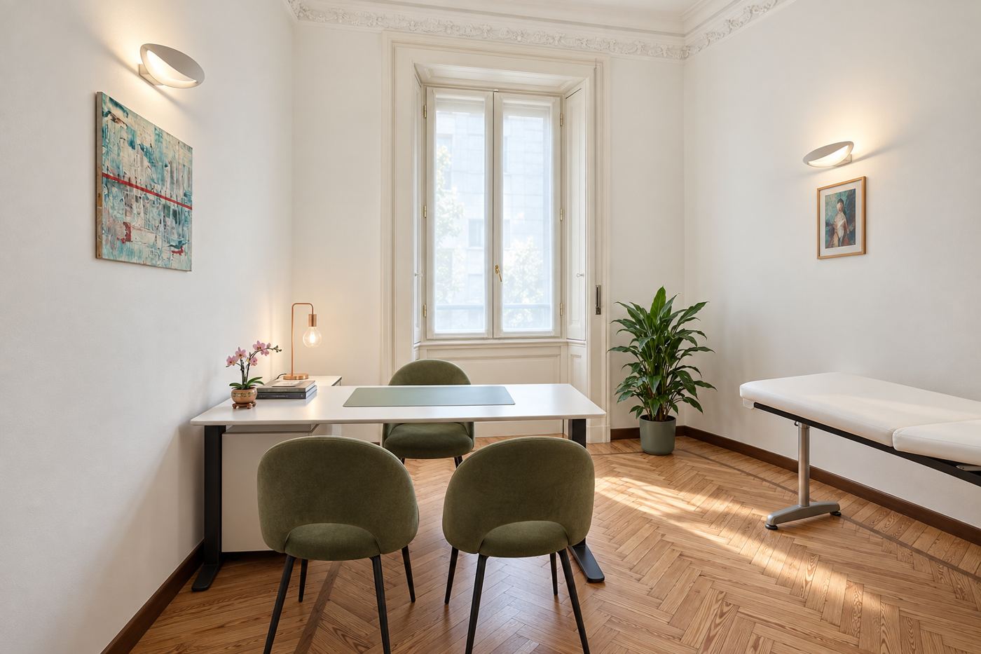 Lo studio di Via Cerva con scrivania e finestra
